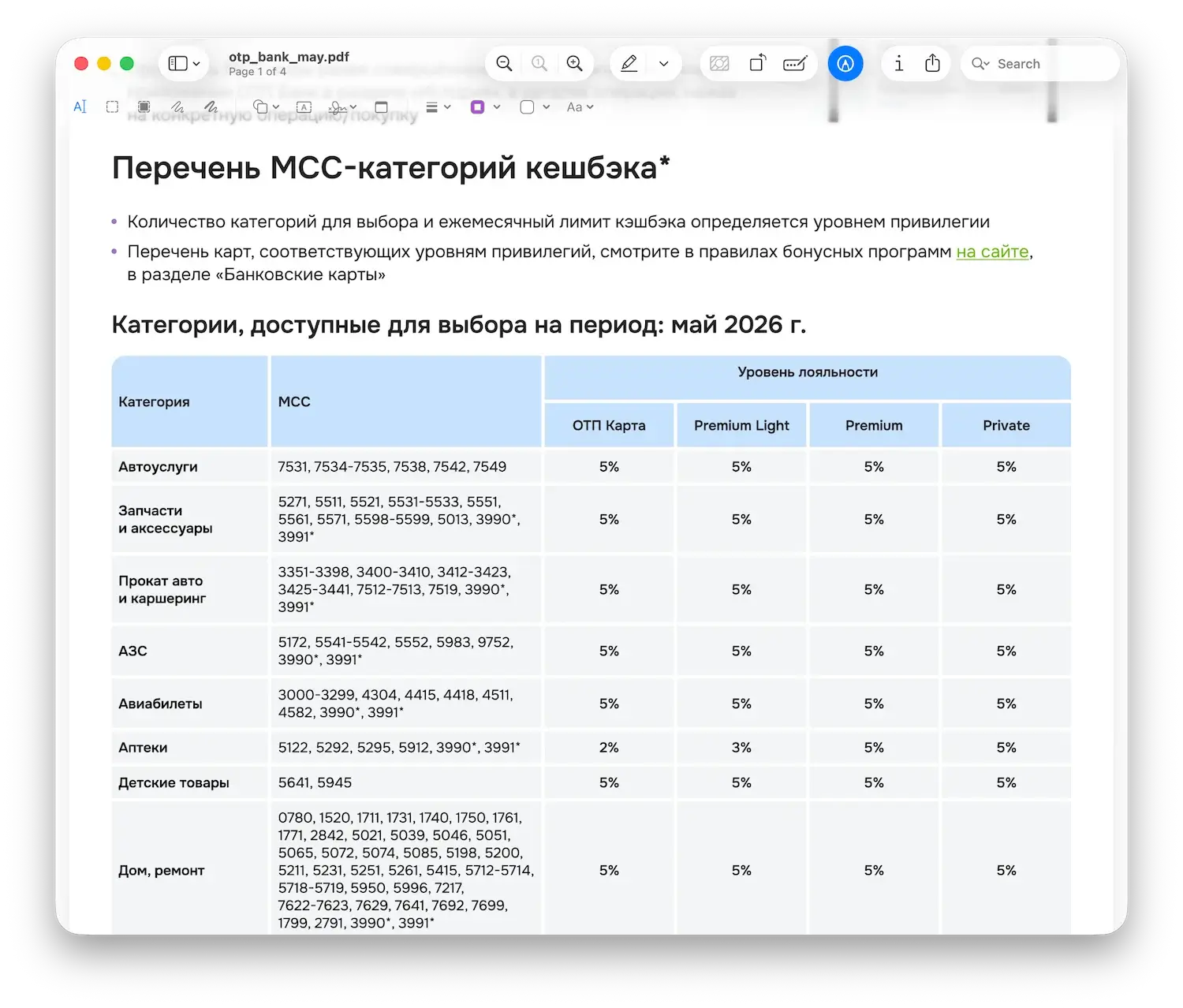 ОТП Банк - обновленная программа лояльности с 1 мая 2026